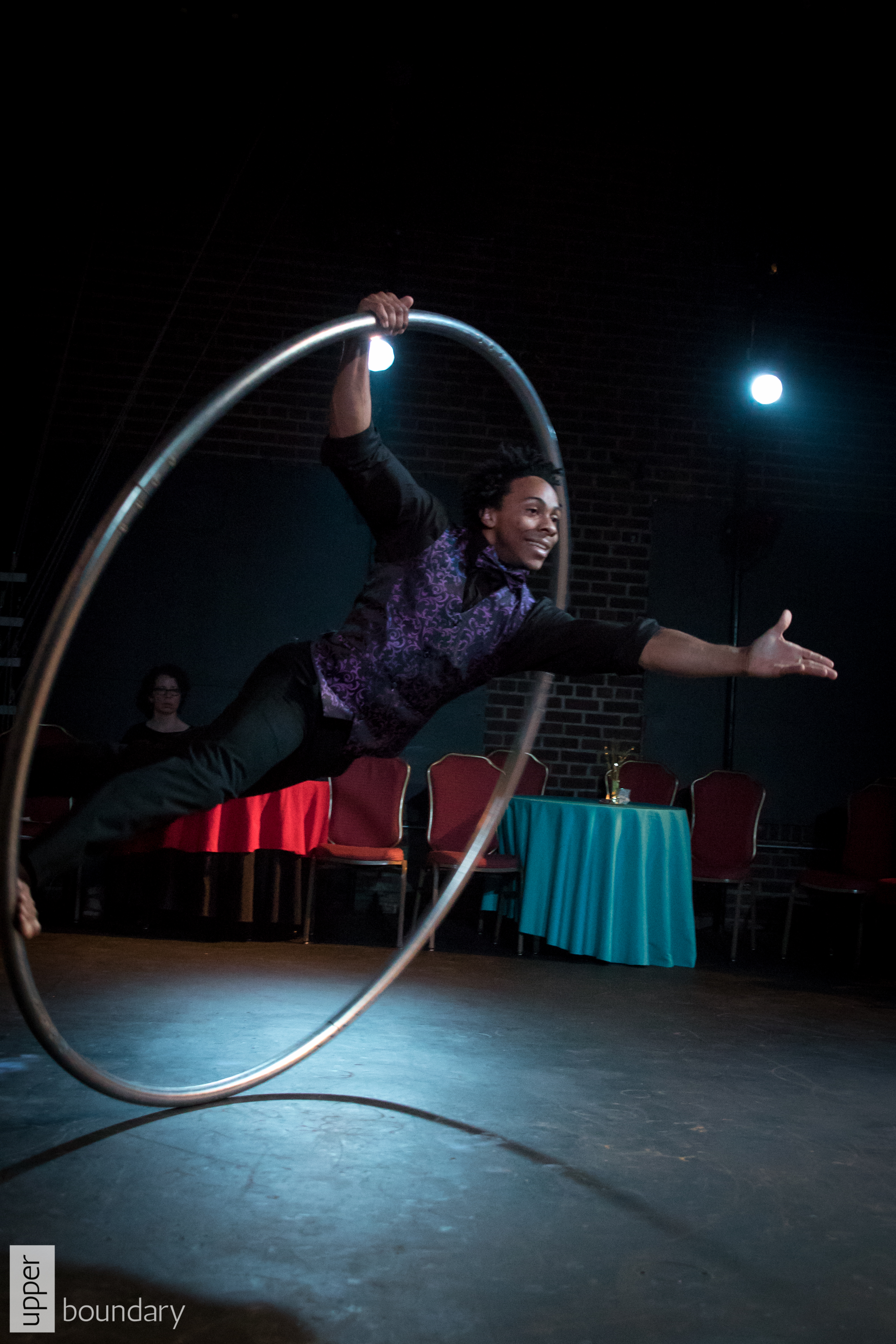 Nick Hodge during his Cyr Wheel performance to Pure Imagination